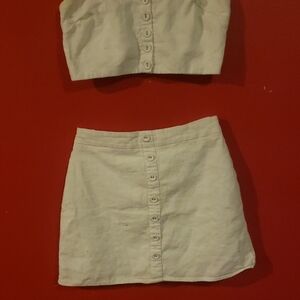 Chic White Button-Up Skirt Set